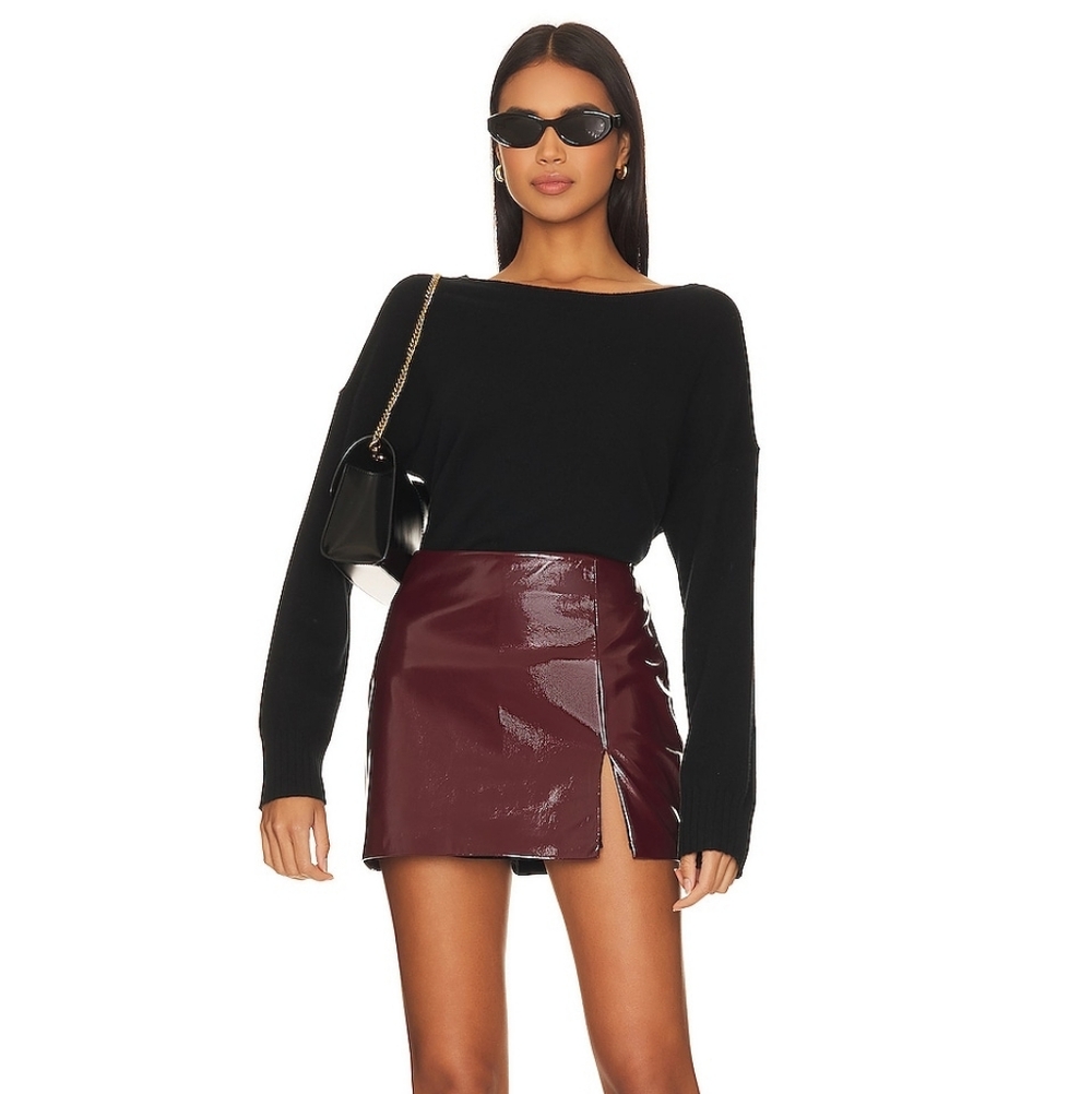 Amanda Uprichard Dale Skort In Patent Burgundy